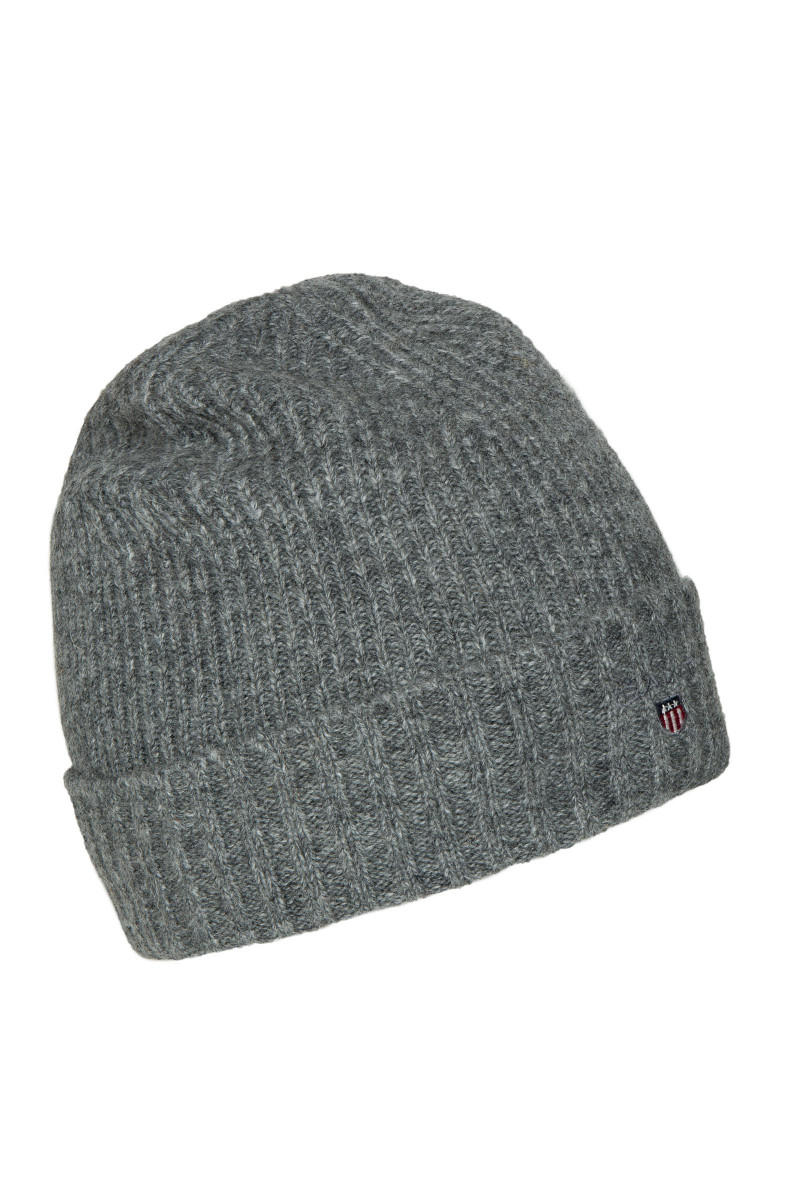 Gant wool lined beanie in black with logo