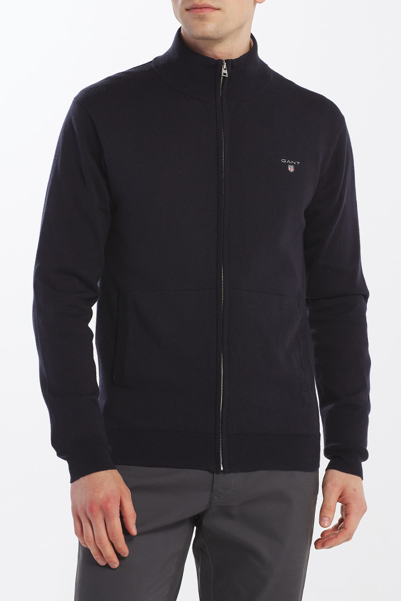 GANT Shield Cotton Zip Cardigan, Evening Blue, 92 Enfant Unisexe