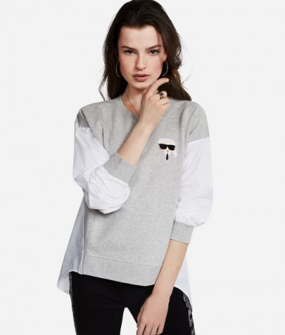 MIKINA KARL LAGERFELD IKONIK KARL FABRIC MIX SWEAT - Fotografia č. 1