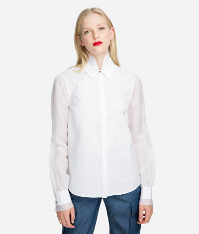 KOŠEĽA KARL LAGERFELD POPLIN & SILK ORGANZA SHIRT - Fotografia č. 1