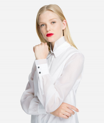 KOŠEĽA KARL LAGERFELD POPLIN & SILK ORGANZA SHIRT - Fotografia č. 5