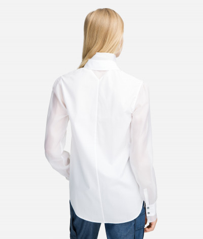 KOŠEĽA KARL LAGERFELD POPLIN & SILK ORGANZA SHIRT - Fotografia č. 3
