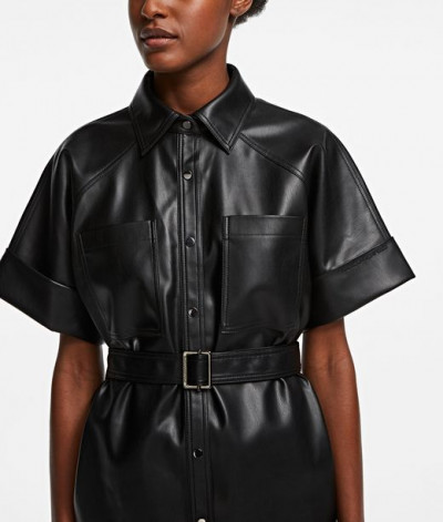 ING KARL LAGERFELD FAUX LEATHER CARGO SHIRT - Kép 5