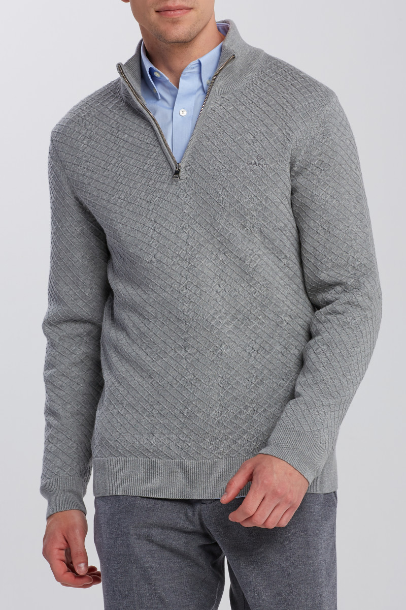 SVETR GANT D1. CASUAL COTTON HALFZIP ruby red | GANT CZ