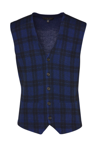 SVETER BROOKS BROTHERS SWT ML PRINTED WAISTCOAT NAVY PLAID - Fotografia č. 1