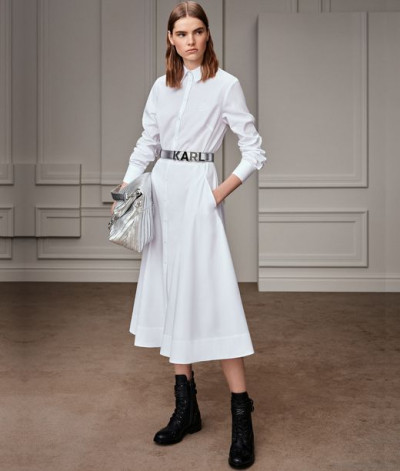 ŠATY KARL LAGERFELD POPLIN A-LINE SHIRT DRESS - Fotografie č. 1