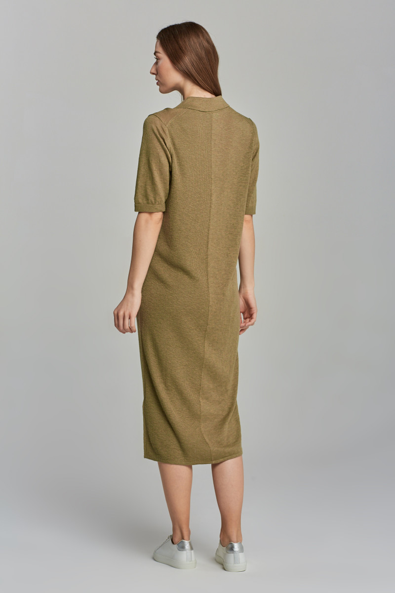 GANT D2. RIBBED RUGGER DRESS aloe green 