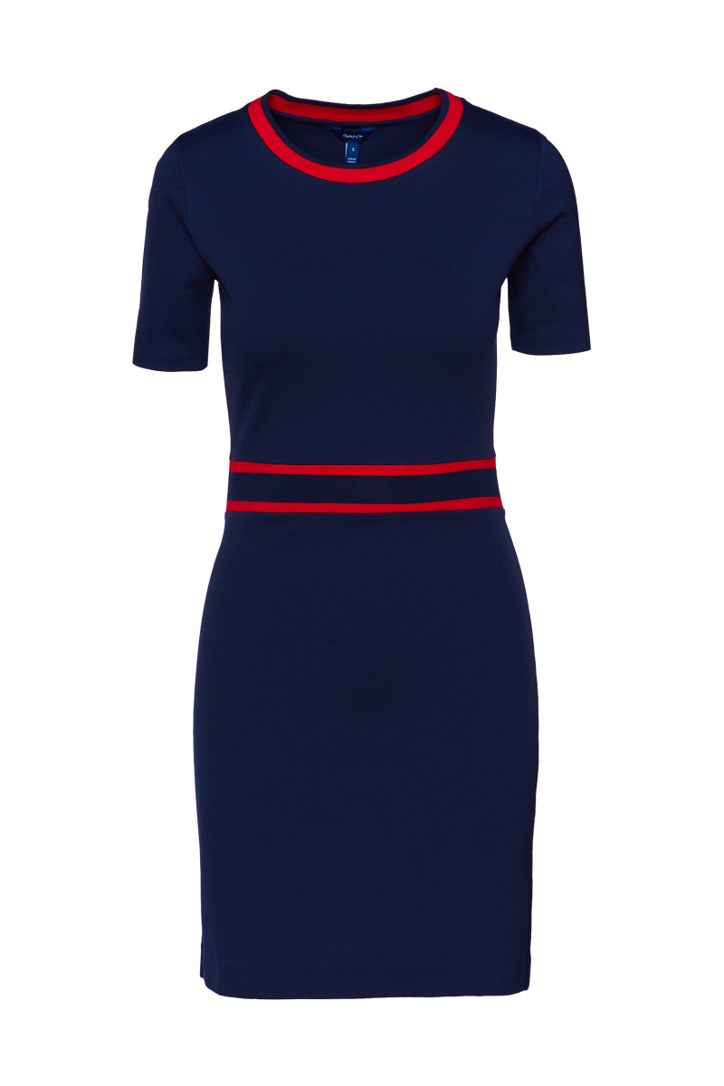 ŠATY GANT D1. STRIPE DETAIL SS JERSEY DRESS evening blue GANT SK