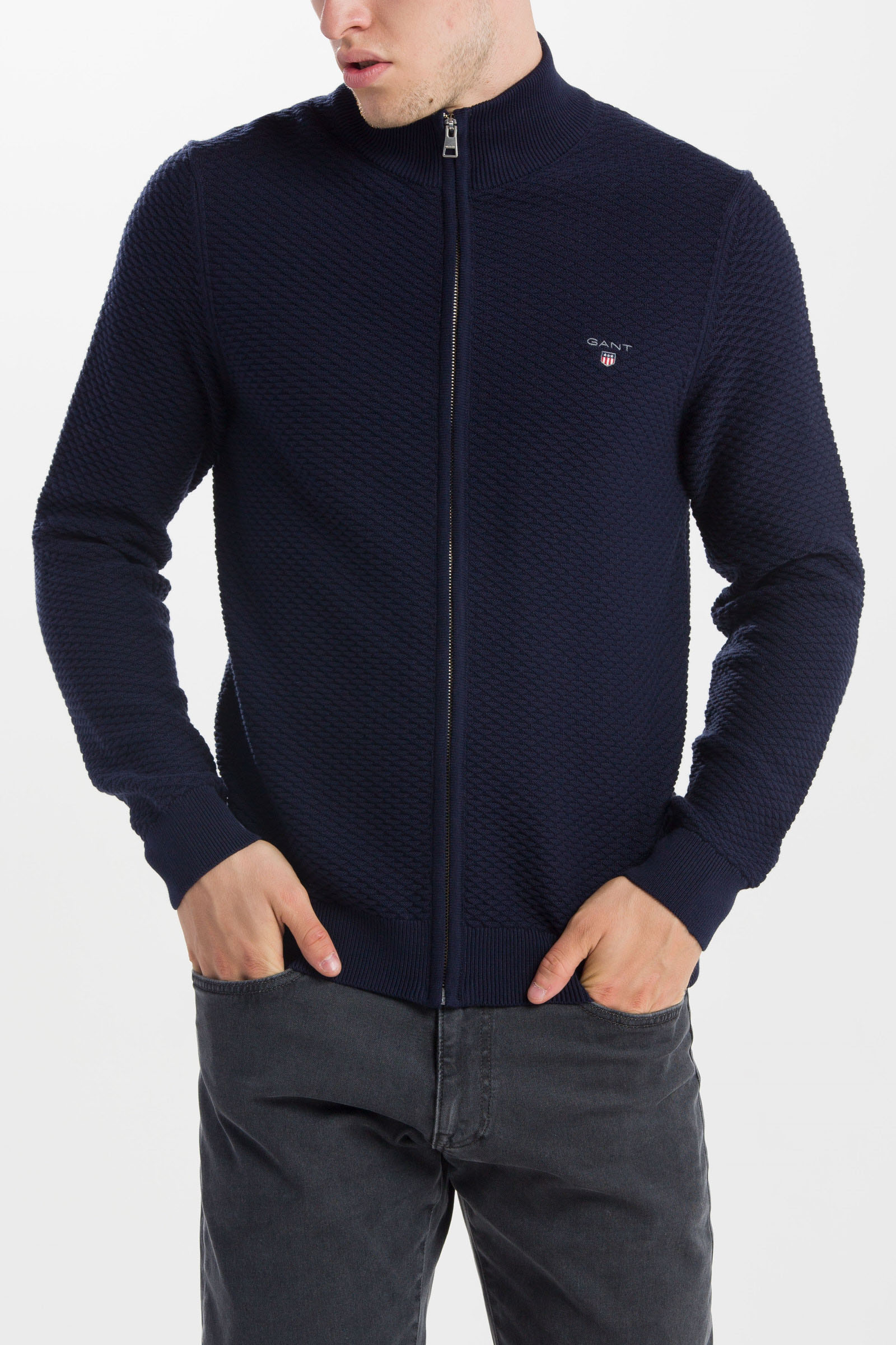 SVETR GANT TRIANGLE TEXTURE FULLZIP 