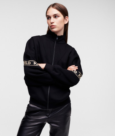 MIKINA KARL LAGERFELD LOGO GLITTER TAPE ZIP-UP SWEAT - Fotografie č. 4