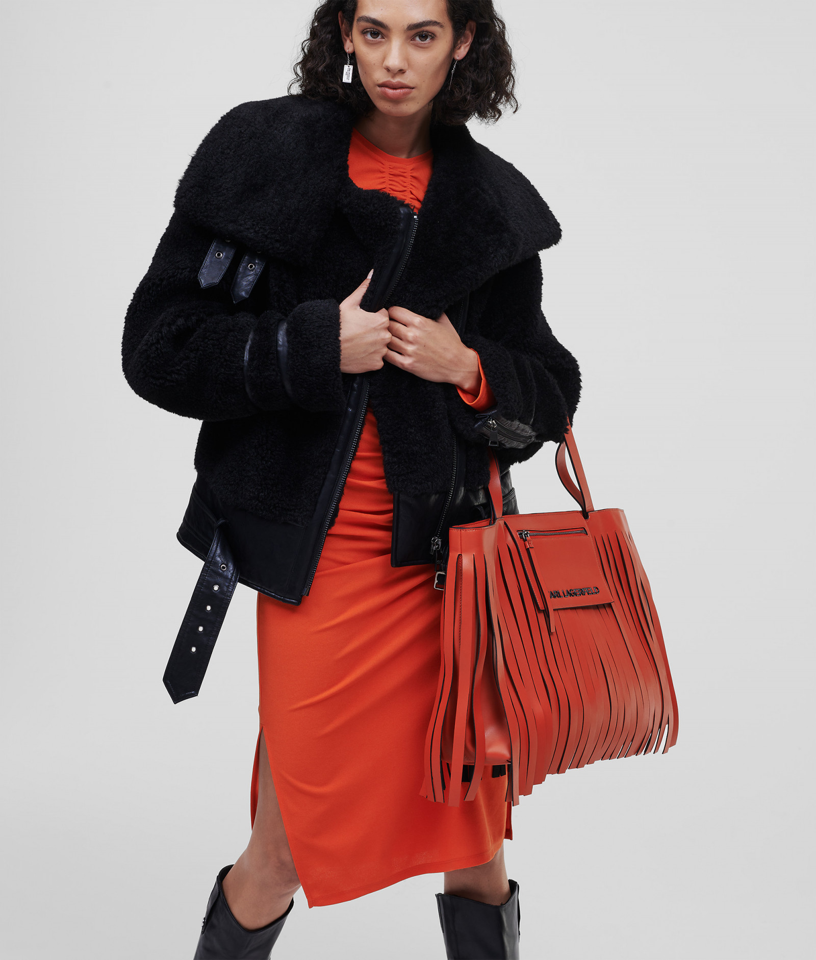 Karl lagerfeld faux shearling biker jacket Outlet