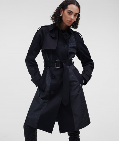 KABÁT KARL LAGERFELD PRINTED FABRIC MIX TRENCH COAT - Fotografia č. 1
