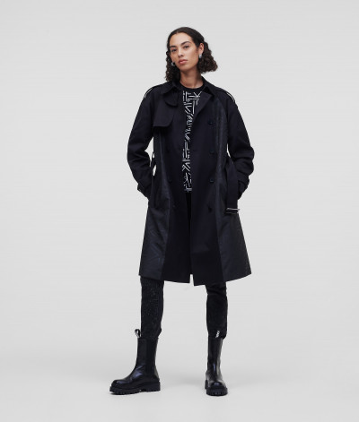 KABÁT KARL LAGERFELD PRINTED FABRIC MIX TRENCH COAT - Fotografia č. 2