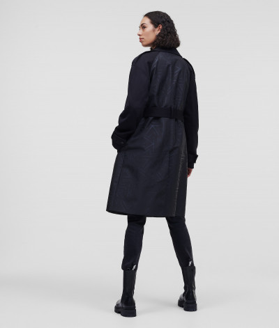 KABÁT KARL LAGERFELD PRINTED FABRIC MIX TRENCH COAT - Fotografia č. 3