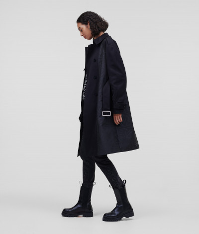 KABÁT KARL LAGERFELD PRINTED FABRIC MIX TRENCH COAT - Fotografia č. 4