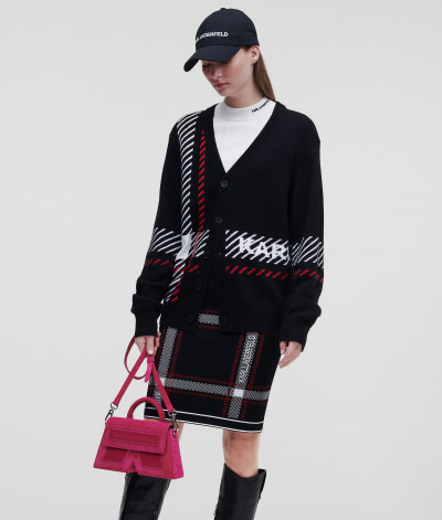 PULÓVER KARL LAGERFELD UNISEX CHECK CARDIGAN - Kép 4