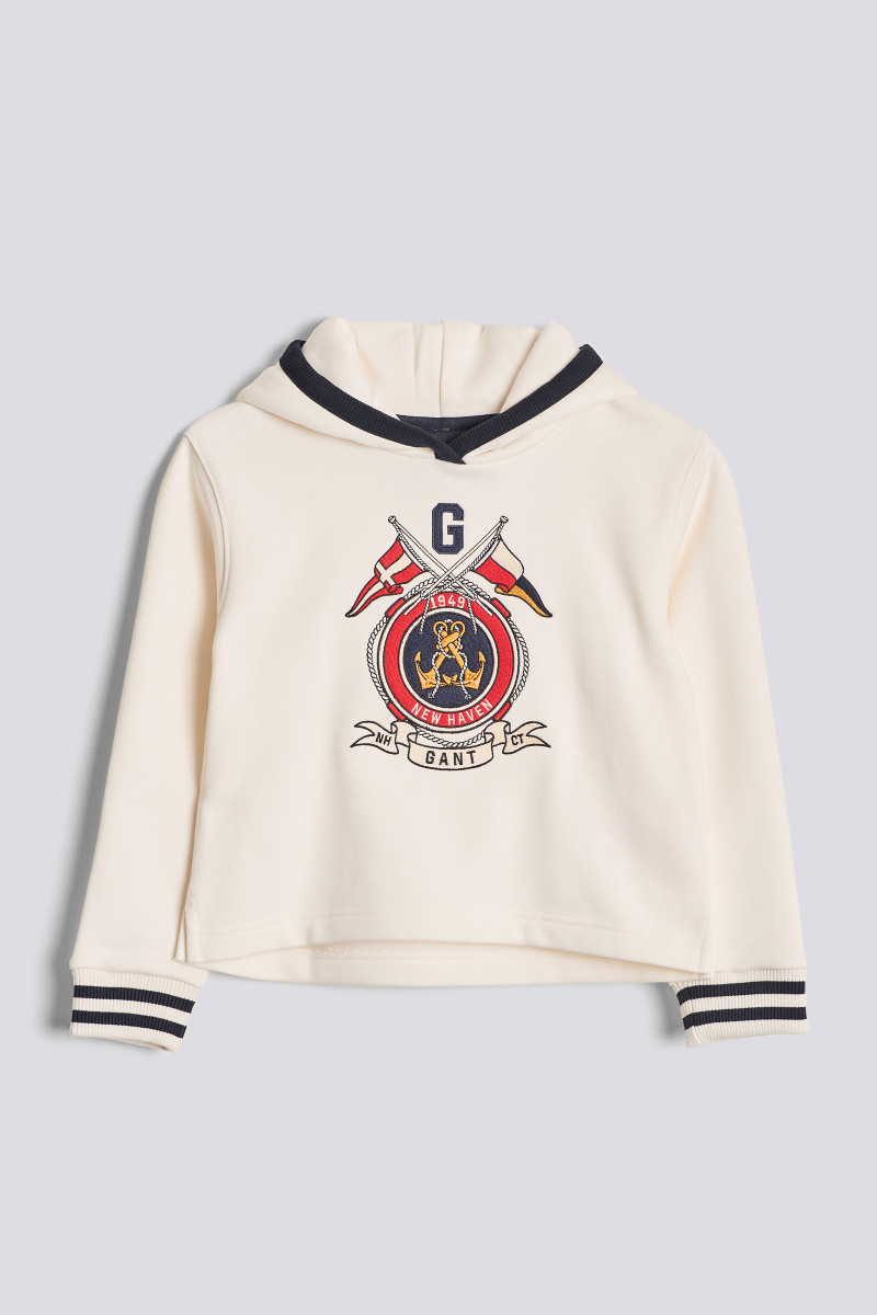 MIKINA GANT D1. GANT SAILING CREST HOODIE eggshell GANT CZ