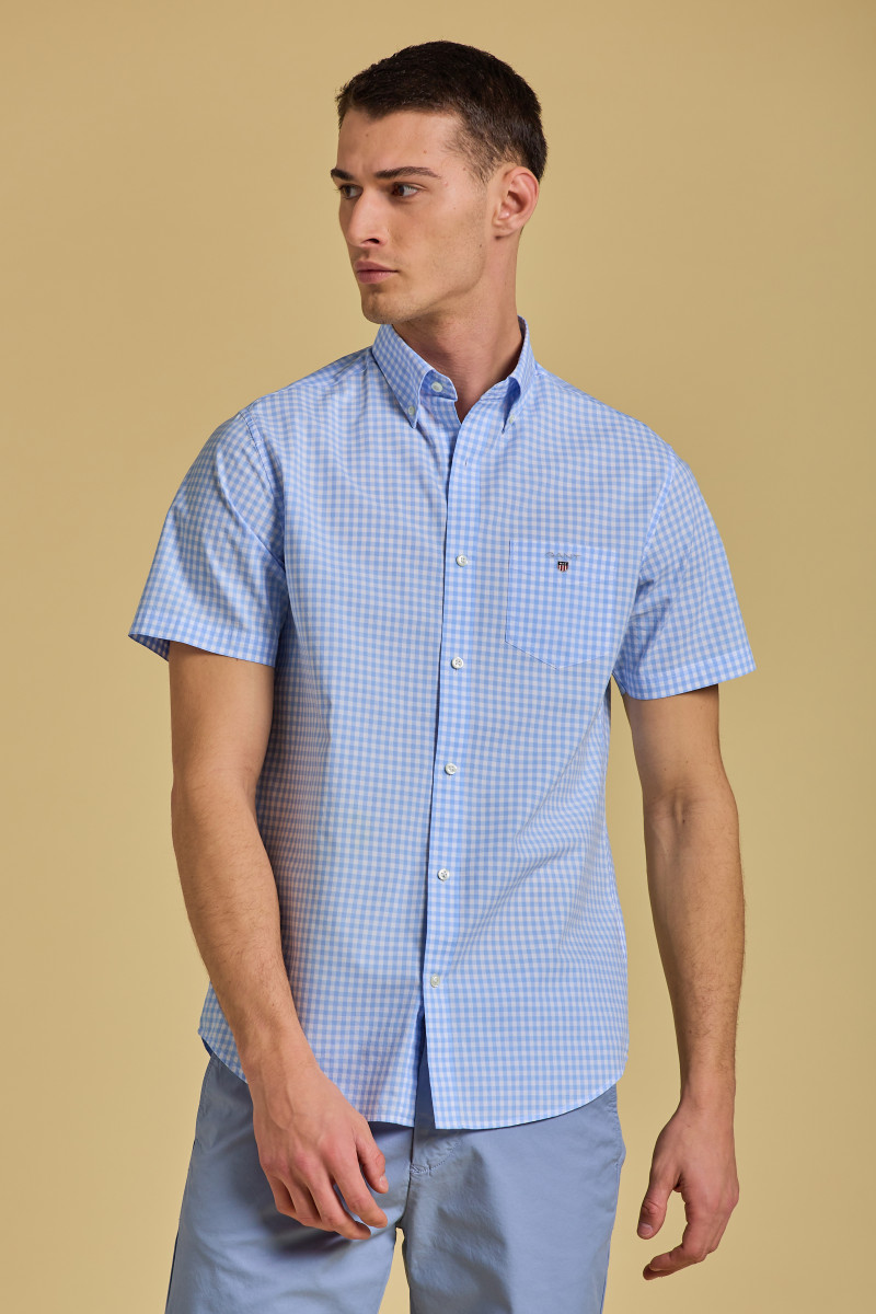 GANT Camicia Uomo Regular Fit - REG BROADCLOTH BANKER BD - Blu Capri, Taglia L - Cotone Con Logo Ricamato - 3
