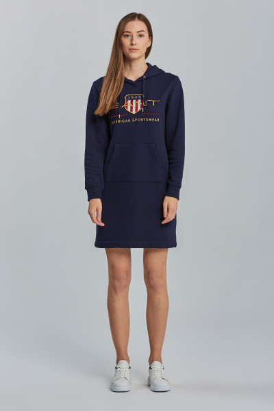 MIKINOVÉ ŠATY GANT ARCHIVE SHIELD HOODIE DRESS - Fotografia č. 1