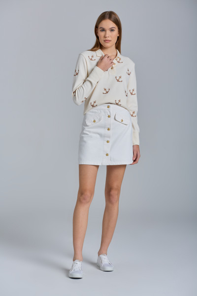 SUKNĚ GANT D1. BUTTON FRONT ECRU MINI SKIRT - Fotografie č. 1