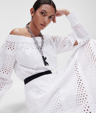 SUKNĚ KARL LAGERFELD BRODERIE ANGLAISE SKIRT - Fotografie č. 5