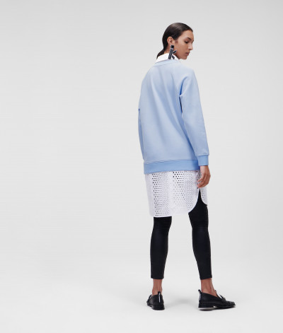 ŠATY KARL LAGERFELD BRODERIE ANGLAISE SWEAT DRESS - Fotografie č. 4