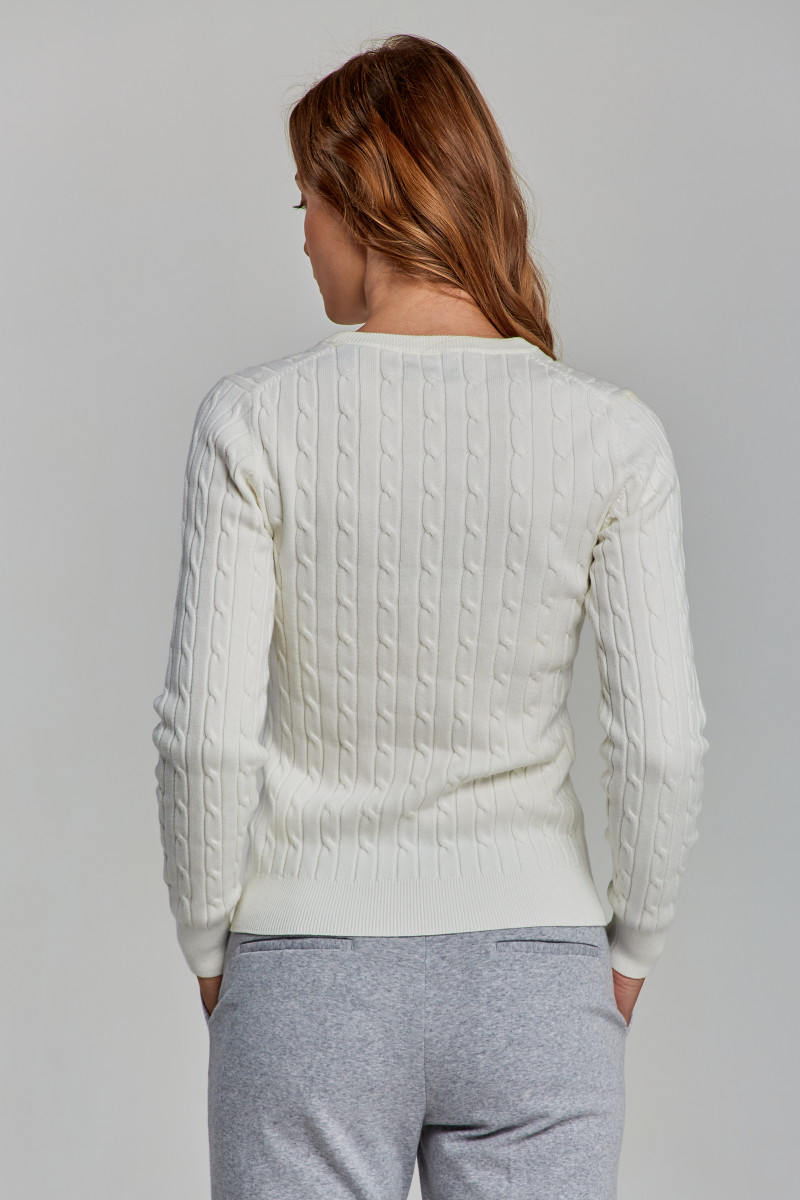 GANT SHIELD CABLE C-NECK - Trui - eggshell/crème
