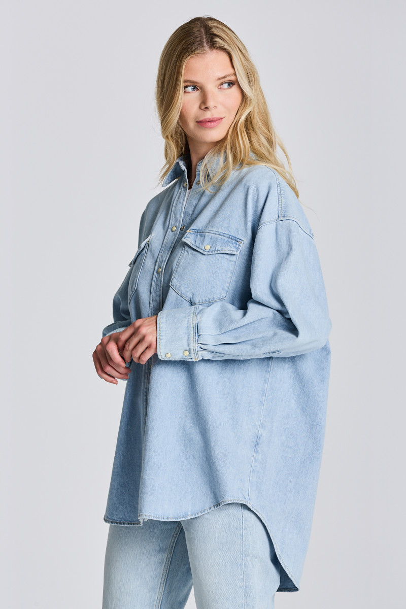 PIECES Blouse 'PCJuliet' in Blauw Denim | ABOUT YOU