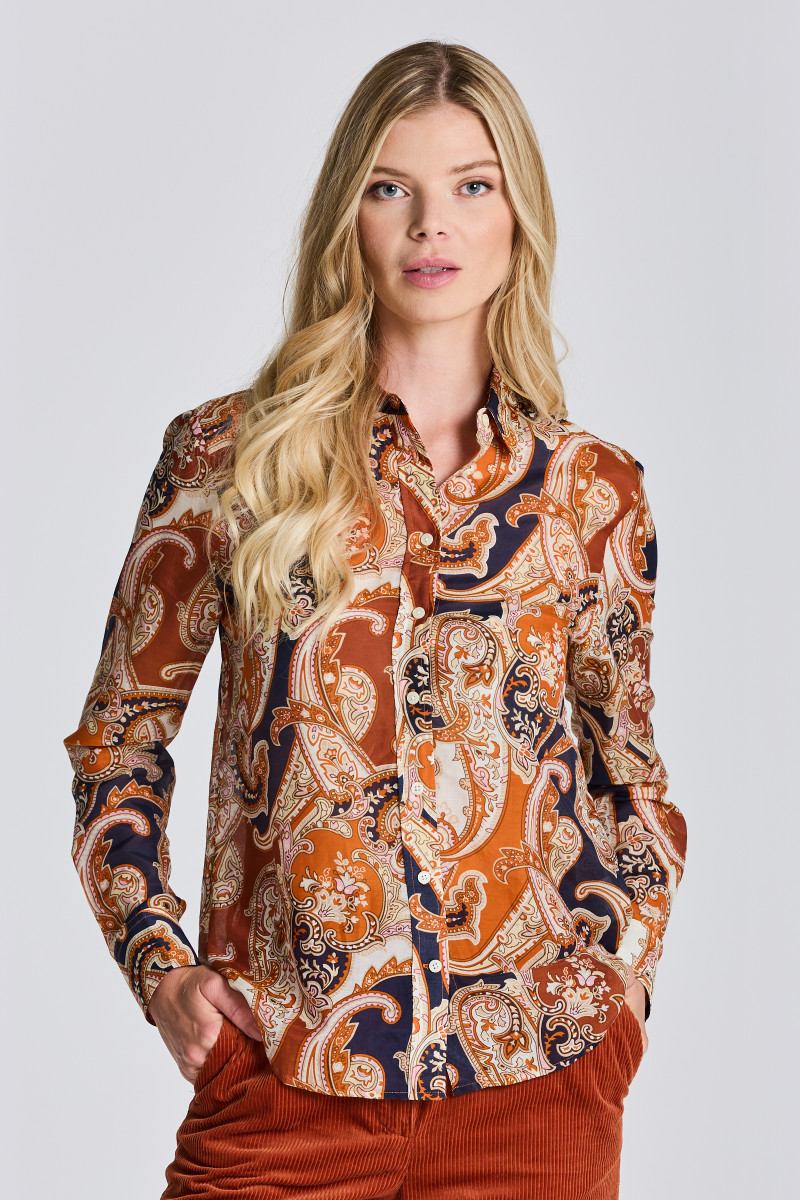 KOŠILE GANT D2. REG PAISLEY COTTON SILK SHIRT golden orange GANT CZ