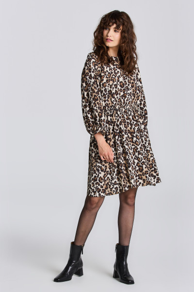 RUHA GANT D2. LEOPARD BOAT NECK DRESS - Kép 1