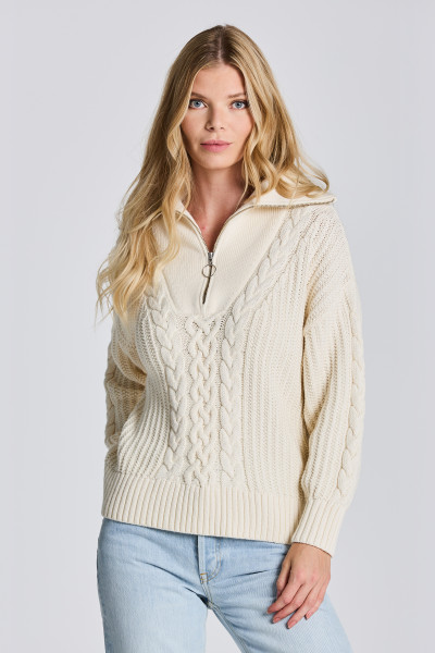 SVETR GANT D2. CABLE HALF ZIP SWEATER - Fotografie č. 1