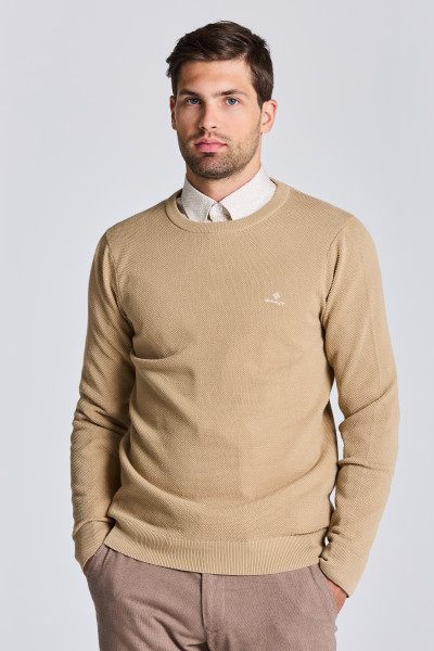 SVETR GANT COTTON PIQUE C-NECK - Fotografie č. 1