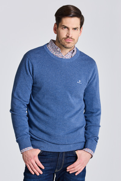 SVETR GANT COTTON PIQUE C-NECK - Fotografie č. 1