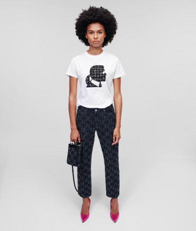 DŽÍNY KARL LAGERFELD KL PUNCHED GF DENIM PANTS - Fotografie č. 4