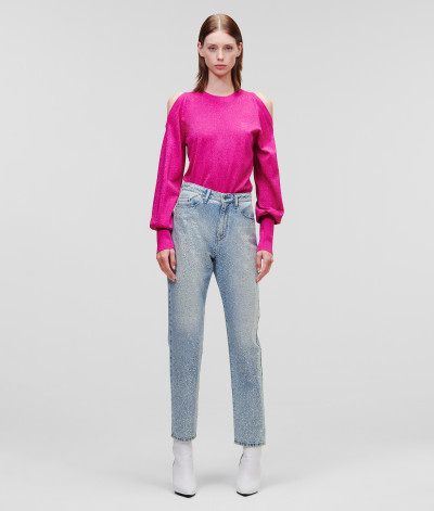 FARMER KARL LAGERFELD RHINESTONE SPLASH DENIM PANTS - Kép 1