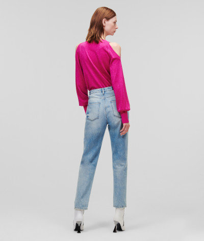 FARMER KARL LAGERFELD RHINESTONE SPLASH DENIM PANTS - Kép 3