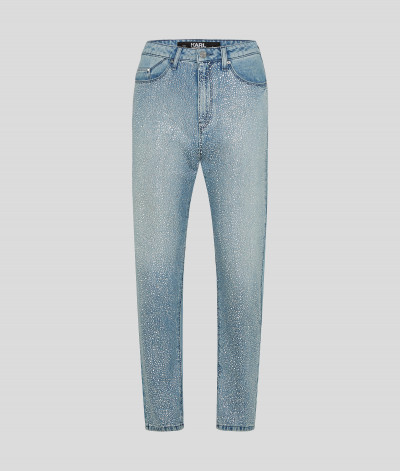 FARMER KARL LAGERFELD RHINESTONE SPLASH DENIM PANTS - Kép 8