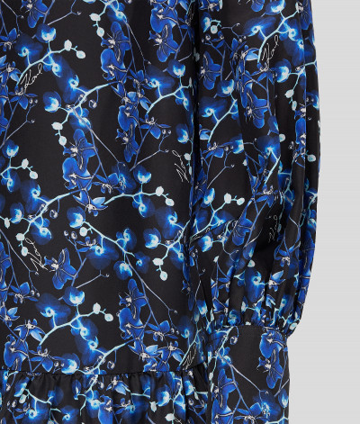 ŠATY KARL LAGERFELD ORCHID PRINTED SILK DRESS - Fotografie č. 7
