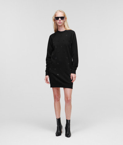 ŠATY KARL LAGERFELD MONOGRAM RHINESTONE SWEATDRESS - Fotografia č. 4