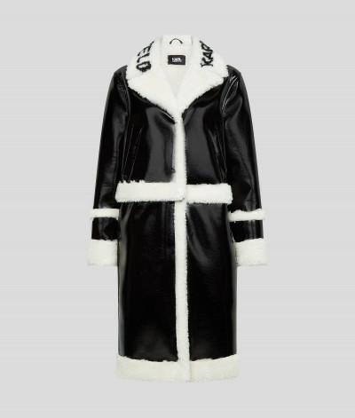 KABÁT KARL LAGERFELD FAUX SHEARLING TRANSFORM COAT BLACK/CREAM | VERMONT HU