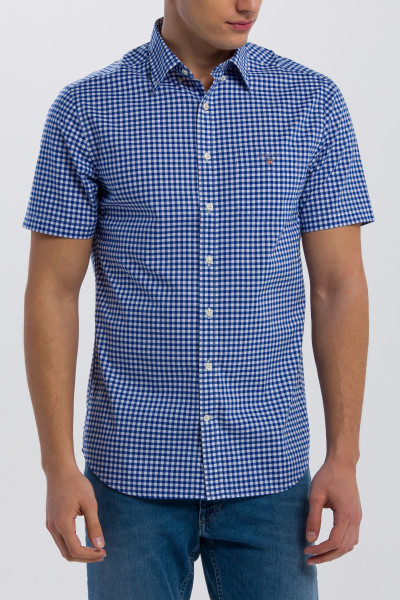 Gant casual geruit overhemd normale fit blauw katoen | Schulte Herenmode