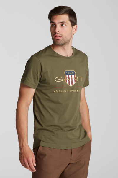 TRIČKO GANT SLIM SHIELD SS T-SHIRT TARTAN GREEN | GANT CZ