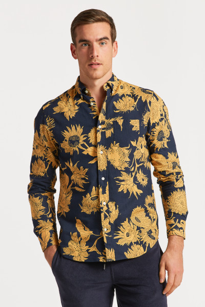 KOŠILE GANT REG COTTON LINEN SUNFLOWER SHIRT - Fotografie č. 1