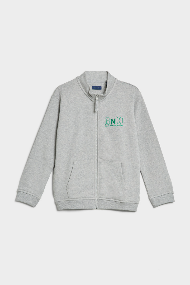 E-shop MIKINA GANT RELAXED GANT NEW HAVEN ZIP SWEAT šedá 146/152