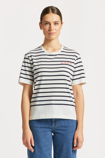 PÓLÓ GANT LOGO STRIPED SS T-SHIRT - Kép 1