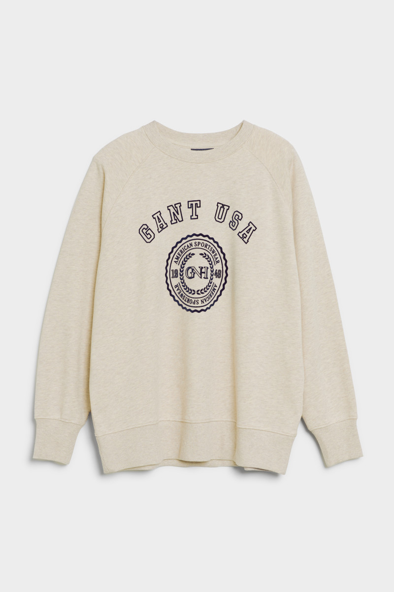MIKINA GANT USA OVERSIZED CNECK SWEAT light beige melange GANT CZ