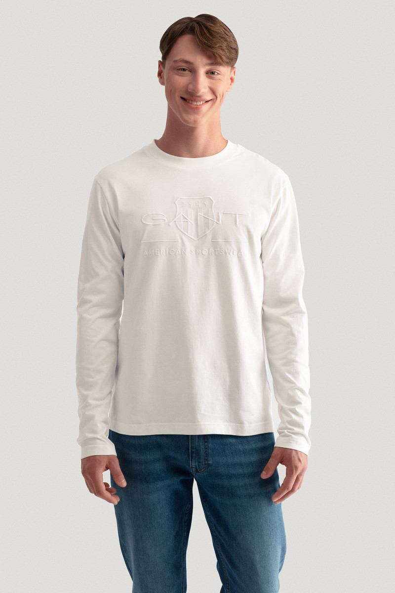 TRIČKO GANT D1. TONAL ARCHIVE SHIELD LS TSHIRT evening blue | GANT CZ