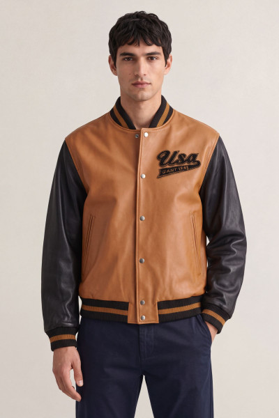 BUNDA GANT LEATHER VARSITY JACKET - Fotografia č. 1