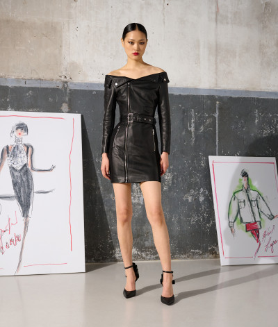 ŠATY KARL LAGERFELD LEATHER DRESS - Fotografie č. 1