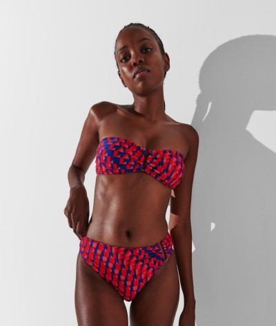 PLAVKY KARL LAGERFELD ABSTRACT AOP U-RING BANDEAU - Fotografie č. 3